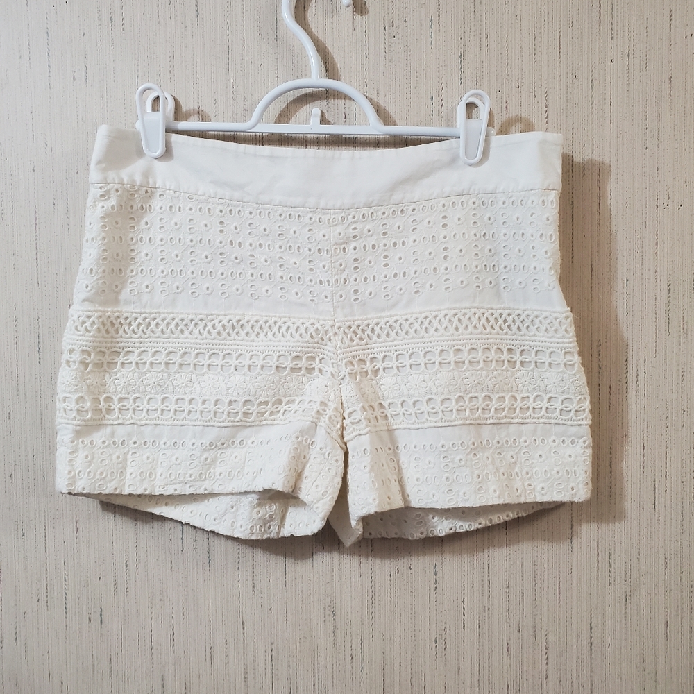 Loft Women's Riviera Shorts Eyelet Lace Cotton Ivory Size 0